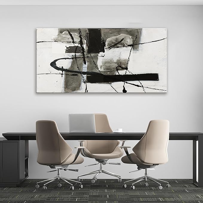 QSQ Abstract Wall Art Decor Canvas Wall Art For Living Room Modern Canvas Prints Painting For Wall Black And White Artwork For Home Hotel Decoration 24x48 Inch