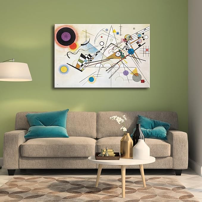 Wieco Art Large Wassily Kandinsky Composition VIII Picture Reproduction of Famous Paintings Canvas Prints Wall Art Canvas Wall Art for Living Room Home Decor and Wall Decorations
