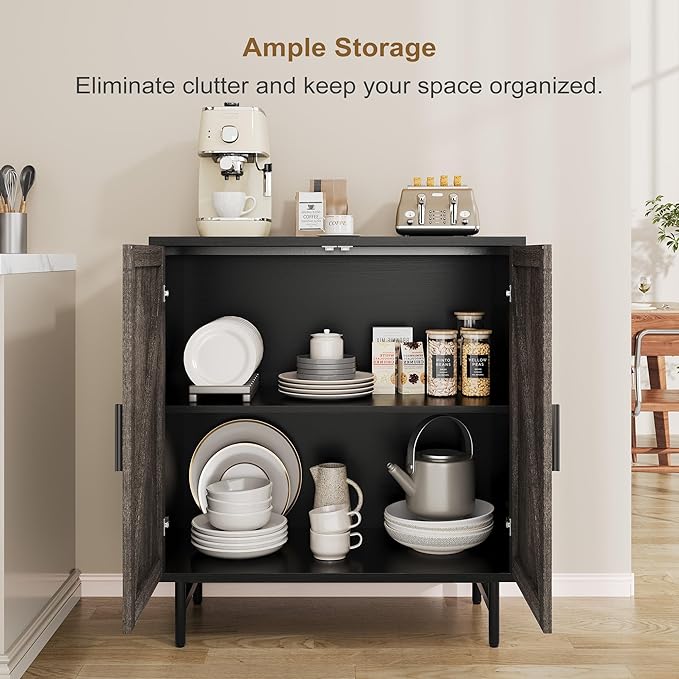 Sideboard Buffet Cabinet with Storage, Kitchen Storage Cabinet with Adjustable Shelf, 2-Door TV Console Table Accent Cabinet for Living Dining Room, Entryway, Hallway, Credenza, Coffee Liquor Bar
