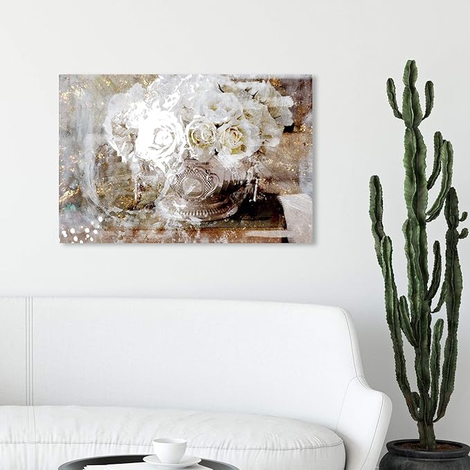 The Oliver Gal Artist Co. Floral Wall Art Canvas Prints 'Serving Roses' Home Décor, 30" x 20", Tan