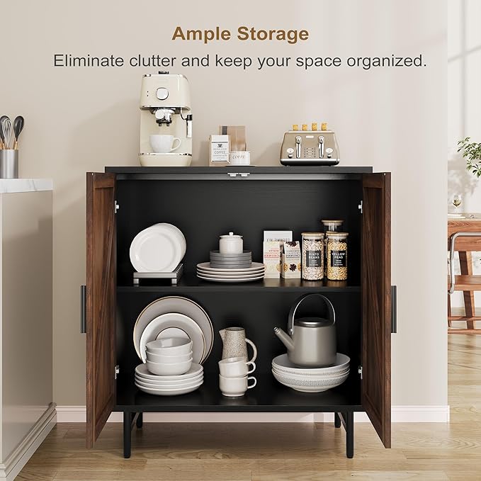 Sideboard Buffet Cabinet with Storage, Kitchen Storage Cabinet with Adjustable Shelf, 2-Door TV Console Table Accent Cabinet for Living Dining Room, Entryway, Hallway, Credenza, Coffee Liquor Bar