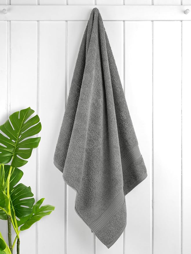 Cotton Paradise 4 Piece Turkish Bath Towels for Bathroom, 100% Cotton Extra Large Soft Plush Towels Bathroom Set, Light Gray
