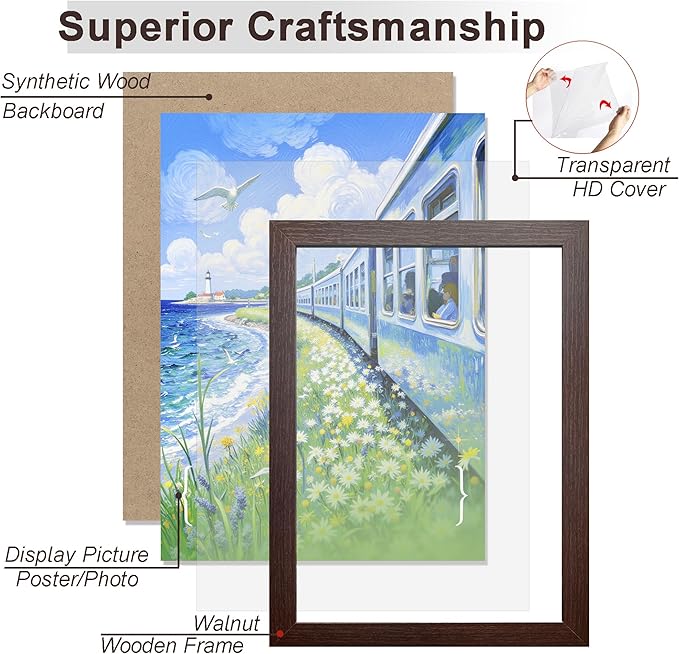 KTKDE 20x30 Poster Frame 3 Pack, 30 x 20 Picture Frames Wooden with Polished Plexiglass,Horizontal or Vertical Wall Mounting Hanging Large Studio Gallery Photo Frames Wall Art