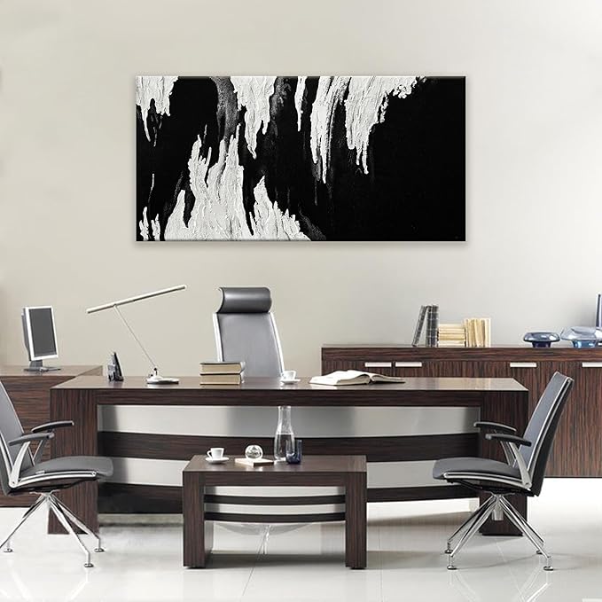 TAIJXAGSG Abstract Wall Art For Living Room Artwork Canvas Art Wall Decor Modern Canvas Prints Pictures Black And White Abstract Wall Decor For Home Hotel Decoration 24 x 48 Inch