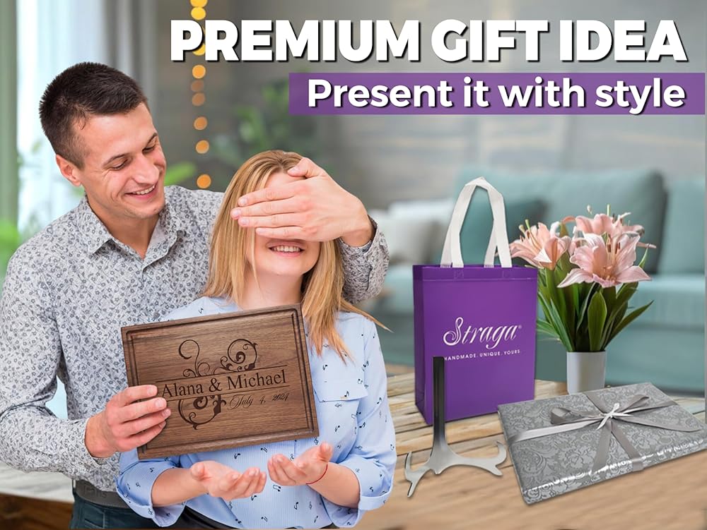 Straga Personalized Cutting Boards | Handmade Wood Engraved Charcuterie | Custom Wedding, Anniversary, Housewarming Gift for Newlyweds 206