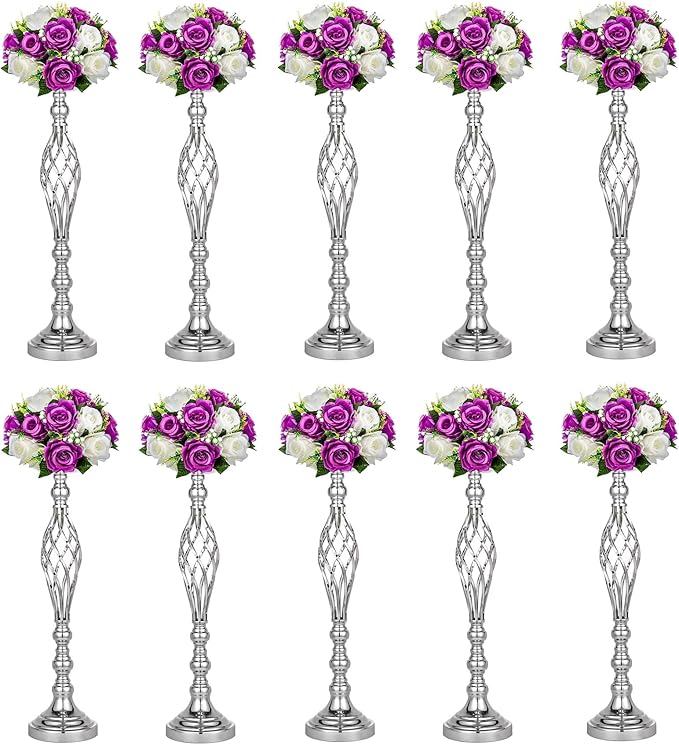 Twist Candleholder Stands & Metal Centerpieces for Reception Tables - Wedding Flower Arrangement Vases for Home Decor