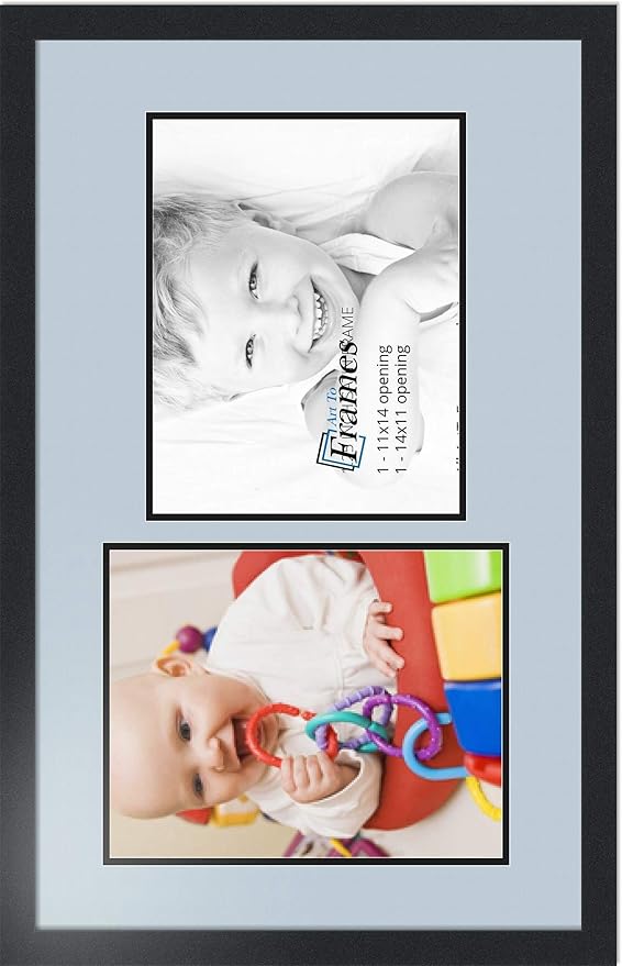 ArtToFrames Double-Multimat-778-860/89-FRBW26079 Collage Photo Frame Double Mat with 2-11x14 Openings and Satin Black Frame