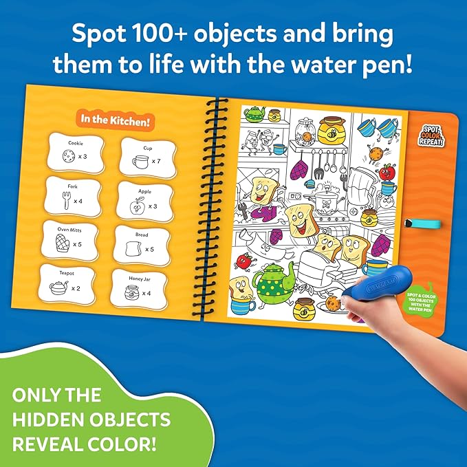 Skillmatics Reusable Search & Find Book - Water Spotter, Mess-Free, Fun Learning Activity, Travel Toy, Gifts for Boys & Girls Ages 4, 5, 6, 7, 8