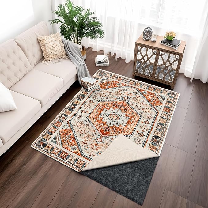 100% Waterproof Rug pad, 5x7 ft Area Rug Non-Slip Rug Pads, 1/4" Thick Carpet Pads for All Floors and finishes, Felt pad for Hardwood Floors, Keep Carpets in Place Soft and Secure
