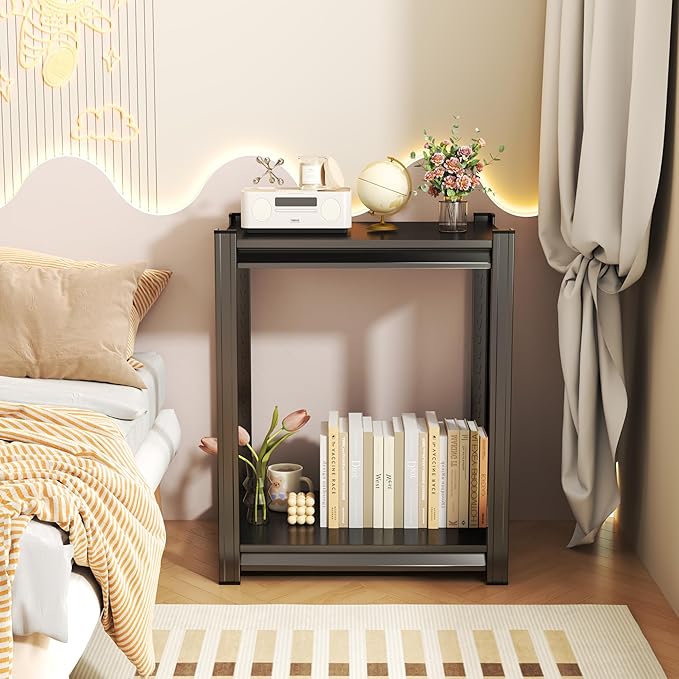 Tall Bookshelf with Open Shelves, Metal Office Book Shelf, Adjustable Organizer Bookcase, Standing Storage Organizer Shelf for Living Room (16" W*16" D*22" H)