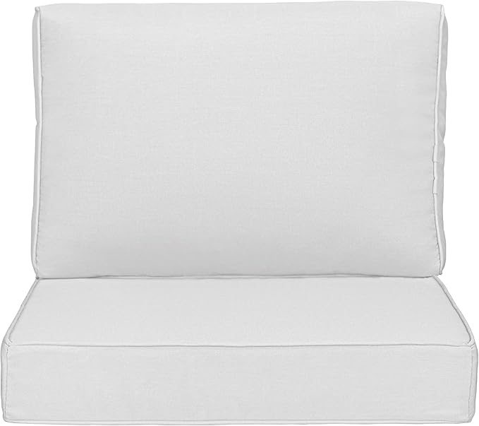 UIXE Outdoor Deep Seat Cushion Set with Slipcovers, Patio Furniture Cushions & Back Pad, Water-Resistant Outdoor Cushion Covers Backyard Sectional Sofa Cushions for Bistro Chair - White
