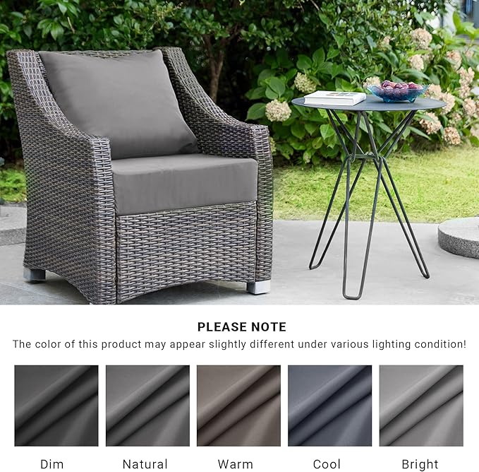 Outdoor Cushions for Patio Furniture,Outdoor Seat Cushion Set 24 x 24 x 4 Inch,Waterproof & Fade Resistant Outdoor Chair Cushions,Deep Patio Chair Cushion with Removable Cover,Dark Grey