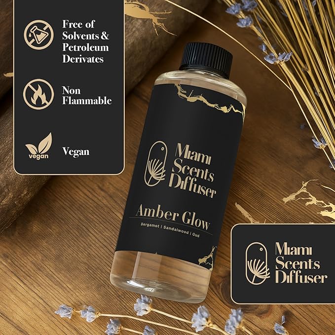 Amber Glow - Baccarat Rouge Scent Inspired by Kalesma Mykonos Hotel 17 Fl Oz-120 ml Essential Oils Aroma for Home Office Diffuser Luxury Refill Aromatherapy Fresh Blend of Bergamot, Oud and Sandalwood