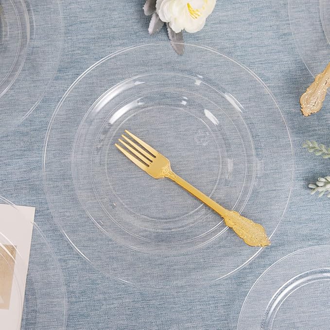Liacere 120Pieces Clear Plastic Plates - Premium Clear Disposable Plates include 60Pieces 10.25inch Dinner Plates & 60Pieces 7.5inch Dessert Plates for Weddings & Parties