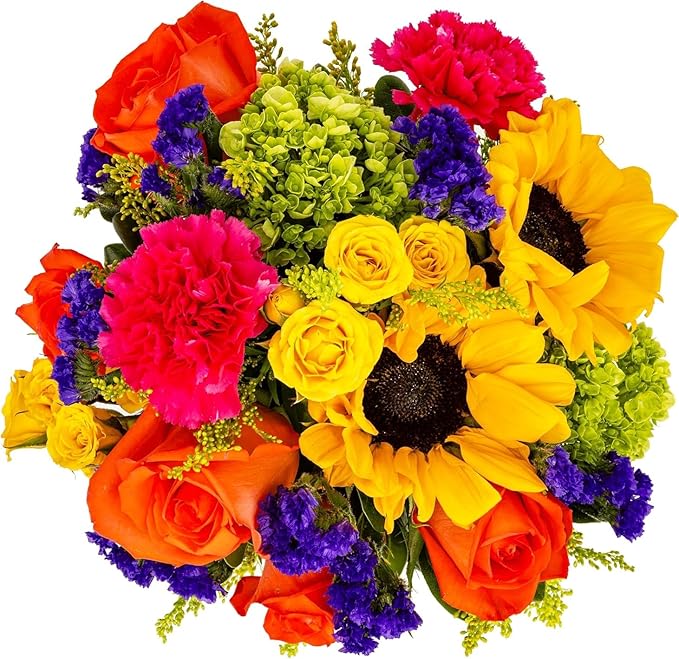 Hugs & Kisses in Opal Vase | Yellow, Orange | Arabella Bouquets | Real Fresh Flowers for Delivery, Gift for Birthday, Congratulations, Anniversary, Thank You, Mother's Day