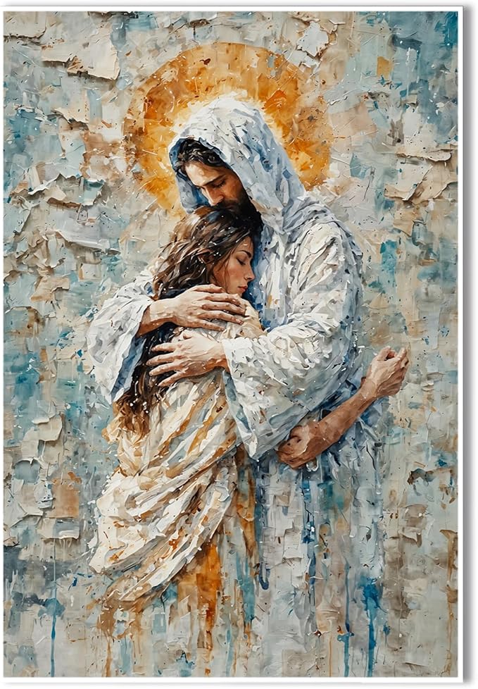 Christian Wall Art Print, Religious Scripture Biblical Decor, Faith-Based Inspirational Landscape with Cross, Digital Printed Canvas Poster for Church, Home Chapel, Prayer Room Decor