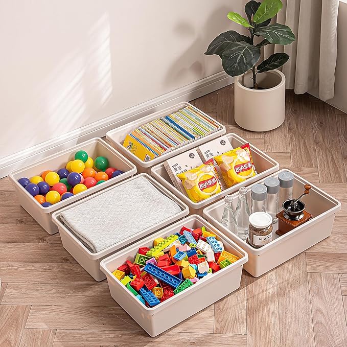 15 Quart LightGray Storage Bins with lids,Office stackable Plastic Boxes Set of 4,Garage organization Storage Box with handle for Organizing Snacks, Crafts, Legos, Tools,books (LightGray, 4L)