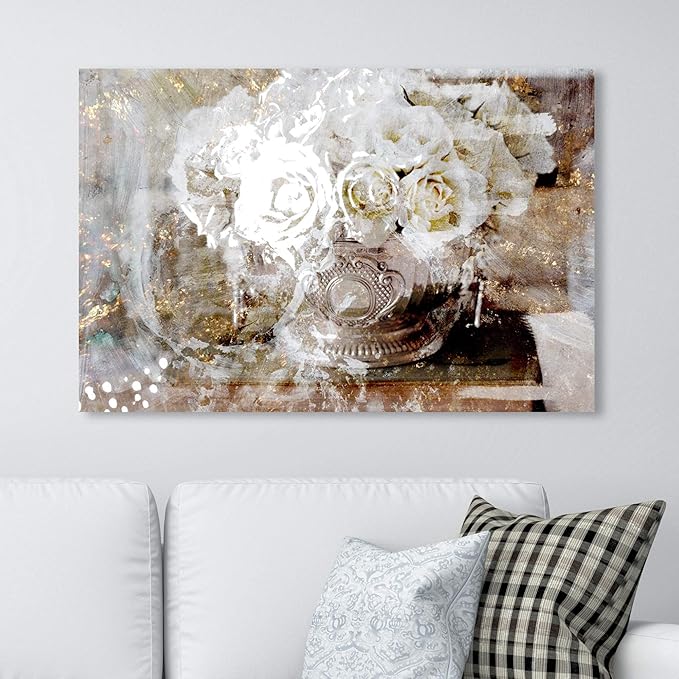 The Oliver Gal Artist Co. Floral Wall Art Canvas Prints 'Serving Roses' Home Décor, 45" x 30", Tan