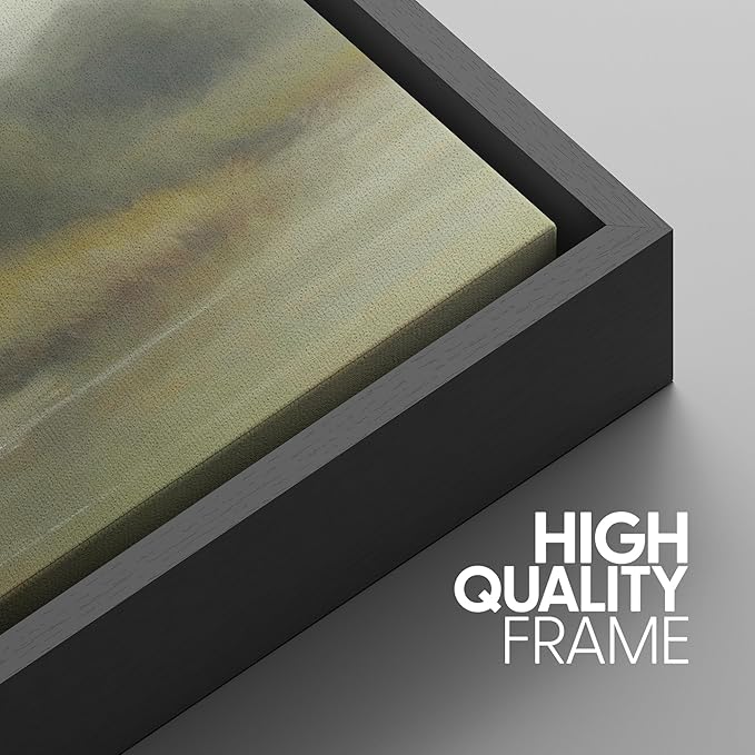 SIGNWIN Framed Wall Art Print Set Misty River Landscape Soft Neutral Nature Scene Photography Modern Art Closeup Relax/Calm Dark for Living Room, Bedroom, Office - 16"x24"x3 Black