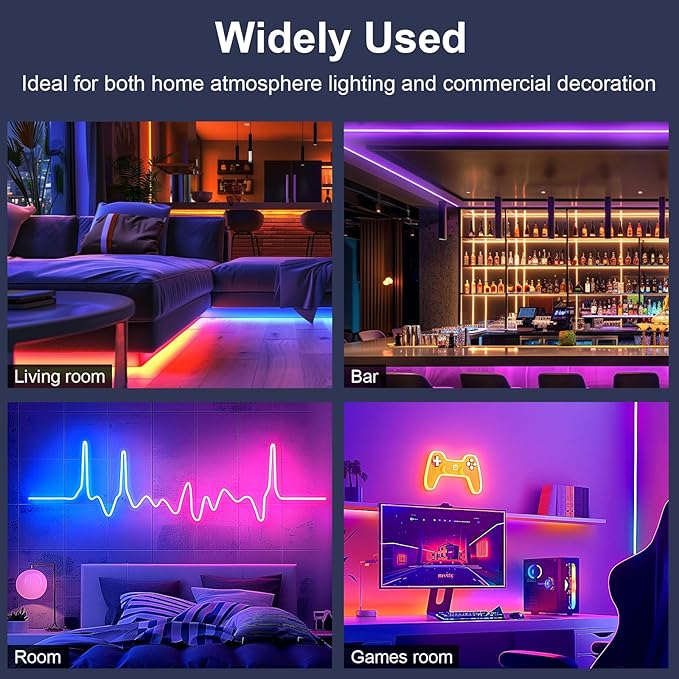 Neon Rope Lights - 16.4Ft Flexible LED Rope Lights,24V RGB Rope Lights Control with App/Remote Multiple Modes,DIY Design, IP65 Waterproof Strip Lights for Bedroom Room Outdoors Decor