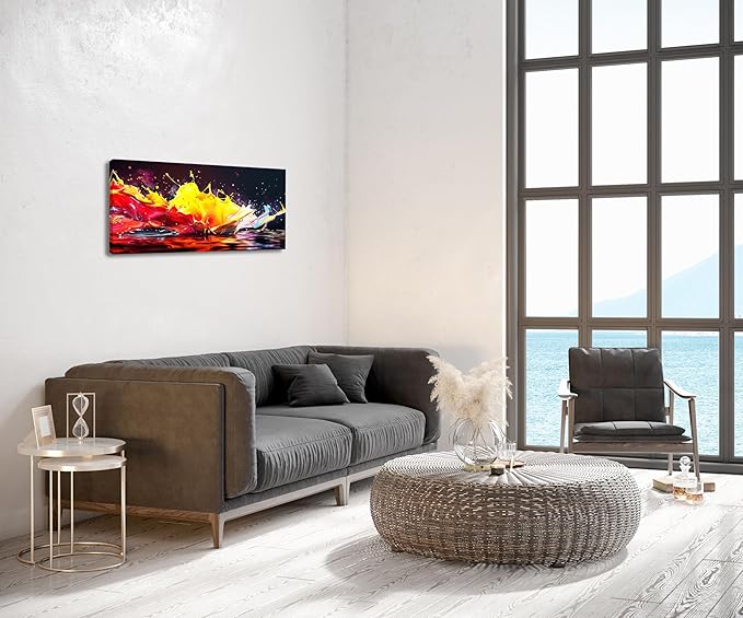Abstract Splashing of Colorful Paint Wall Art Decor Artwork for Living Room (30x60 Inches)