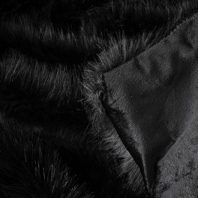 BATTILO HOME Luxury Black Faux Fur Throw Blanket, Large Cozy Warm Fluffy Fur Blanket for Bed,Couch, Sofa, Chair, Black Fur Throws with Long Pile, 60"x80"