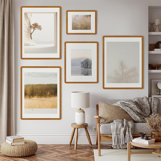16 x 20 Picture Frame - Solid Teak Wood 16x20 Poster Frame, 16''x20'' Picture Frame With Mat For 11x14, Tempered Glass and Hanging Hardware Included, 20 x 16 Wall Art Wood, Natural Teak