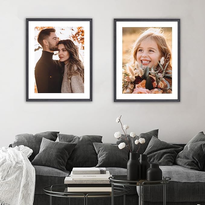 Camden Reed Set of Two Luxe Poster Frames Matted to 18x24 Inches, 22x28 Inch, Black