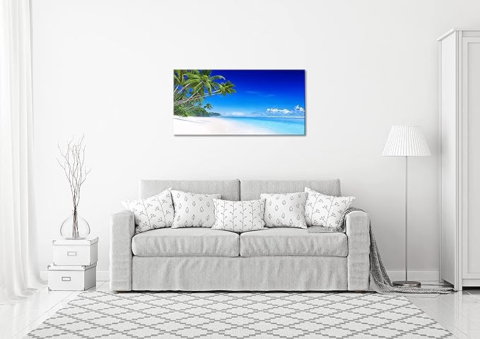 Beach Canvas Wall Art for Living Room Bedroom Home Decoration, Mordern Seascape Print Picture Painting Decor Artwork, Inner Frame (30x60)