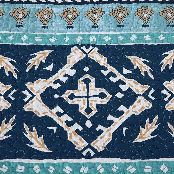 NEWLAKE Quilted Throw Blanket for Bed Couch Sofa, Boho Chic Pattern, 60X78 Inch