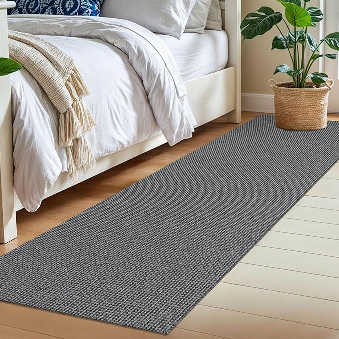 IOHOUZE Washable Runner Rug 2x7 Non Slip Runners for Hallways Entryway Runner Indoor, Kitchen Rugs Woven Cotton Floor Carpet for Kitchen Hall Entrance Bedroom, Dark Grey