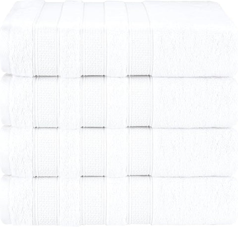 American Soft Linen Salem 100% Cotton Turkish 4 Piece Bath Towels for Bathroom, 600 GSM Soft Absorbent Quick Dry Bath Towel Set, White