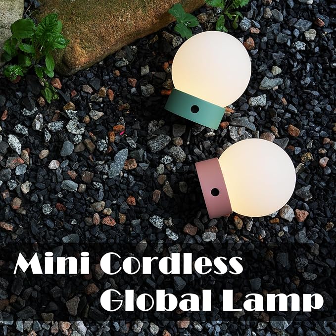 Small Cute Cordless Table Lamp Rechargeable, Battery Operated Shower Lamp Waterproof, Touch Dimmable Globe Ambient Light for Outdoor/Bedside/Patio/Dining (White)