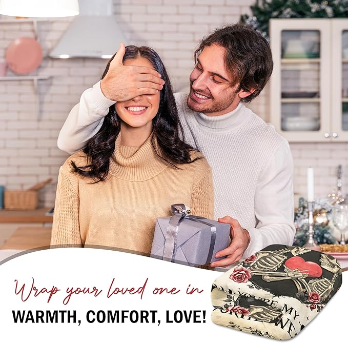 GEEMBI Anniversary Couples Gifts for Women Men - Fleece Throw Blanket for Couch Bed 50x60 in - Wedding Anniversary Halloween Christmas Birthday Gifts for Boyfriend Girlfriend Her Him Wife Husband