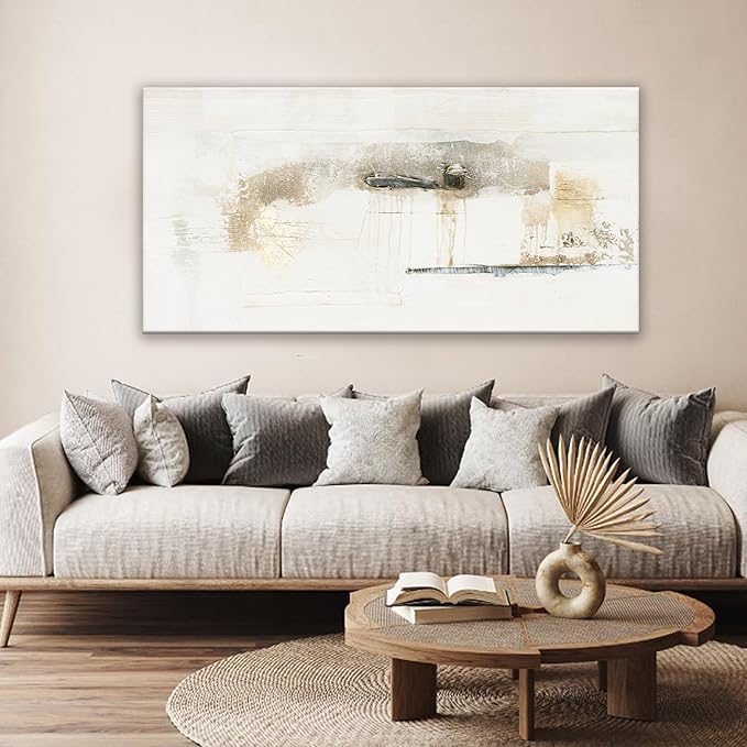 QSQ Abstract wall Art off White Decor Modern Canvas Wall Prints Abstract Wall Decor Suitable for Bedroom apartment Office Dining Room Wall Decor Can Be Hung 24"x48"