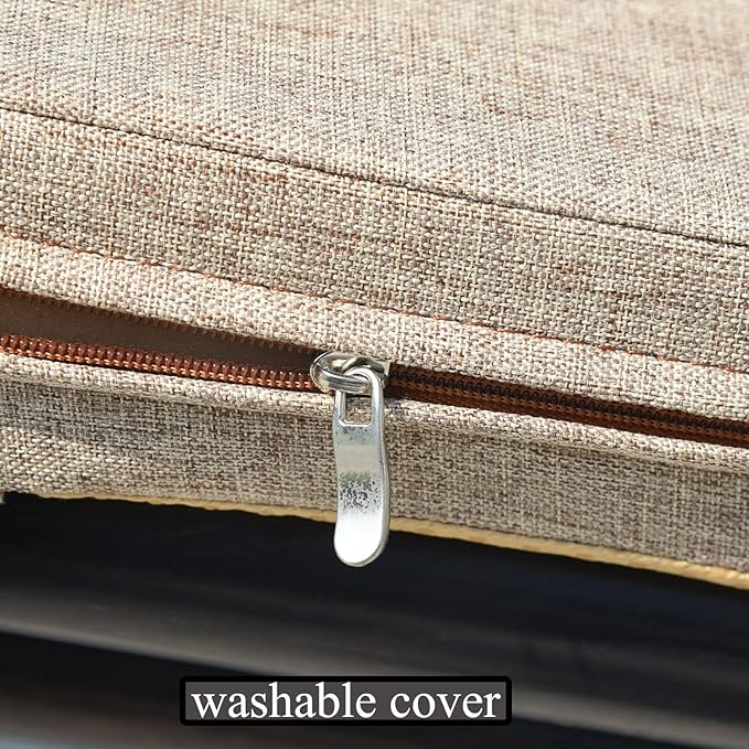 Bay Window Seat Cushions Indoor Furniture 40x14 Inch No Slip Washable Long Bench Cushion with Zipper, Light Khaki
