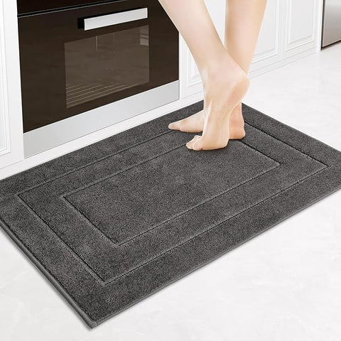 PURRUGS Machine Washable Kitchen Rug 24" x 35.5", Non-Slip/Skid Kitchen Runner Rugs & Floor Mats, Super Absorbent Soft Standing Mats for Kitchen, Sink & Laundry, Grey