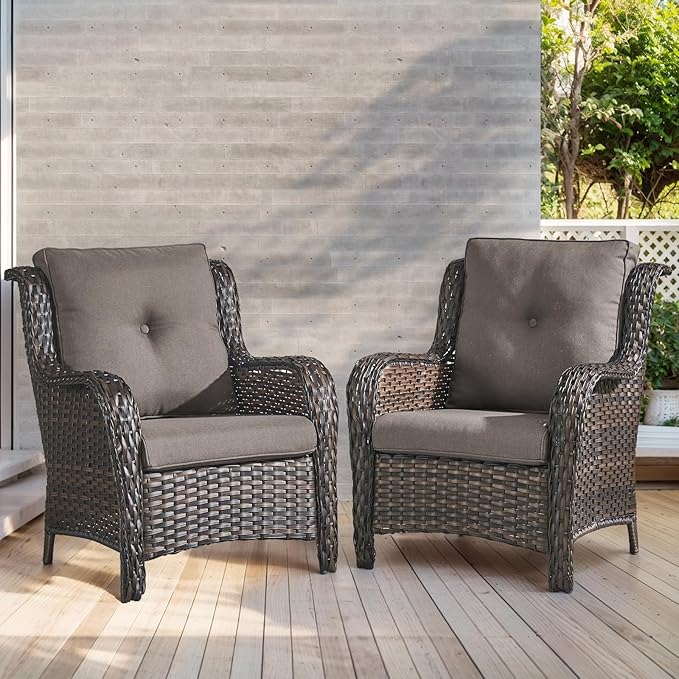 Outdoor Chair Cushions-Patio Chair Cushions Set of 2 with Removable Cover 22 X 25 Inch Outdoor Cushions for Patio Furniture Chair Sofa Couch-Grey