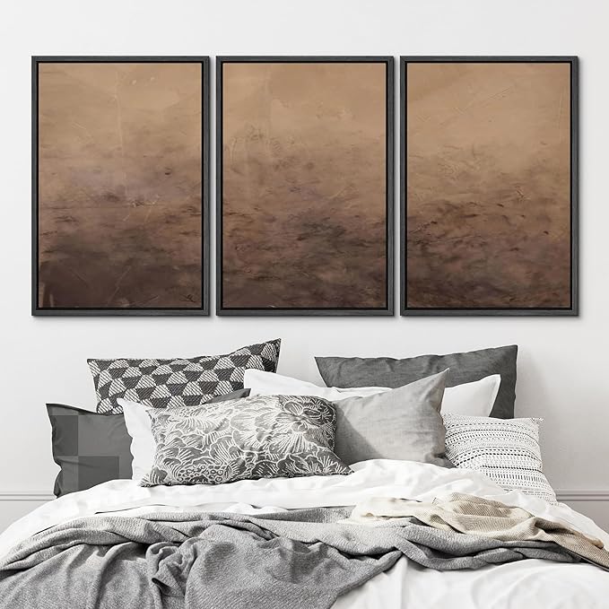 MUDECOR Framed Canvas Print Wall Art Minimalist Earthy Neutral Brown Abstract Illustrations Realism Decorative for Living Room, Bedroom, Office - 16"x24"x3 Black