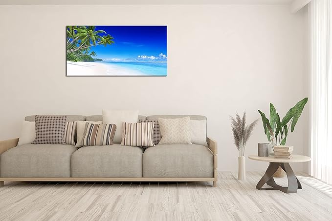 Beach Canvas Wall Art for Living Room Bedroom Home Decoration, Mordern Seascape Print Picture Painting Decor Artwork, Inner Frame (30x60)