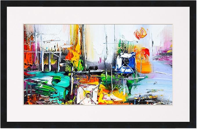 11.5x17 Frame with Mat - Black 14x19 Frame Wood Made to Display Print or Poster Measuring 11.5 x 17 Inches with White Photo Mat