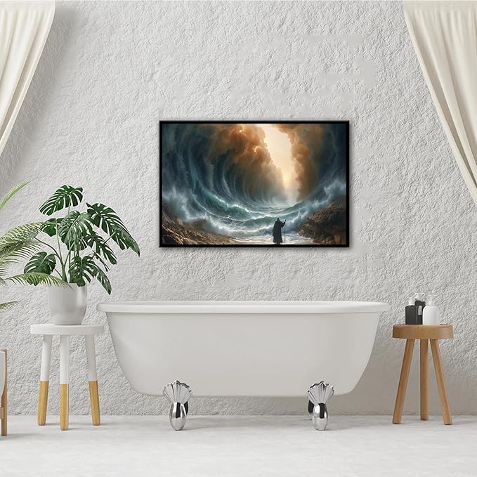 Christian Wall Art Print, Religious Scripture Biblical Decor, Faith-Based Inspirational Landscape with Cross, Digital Printed Canvas Poster for Church, Home Chapel, Prayer Room Decor