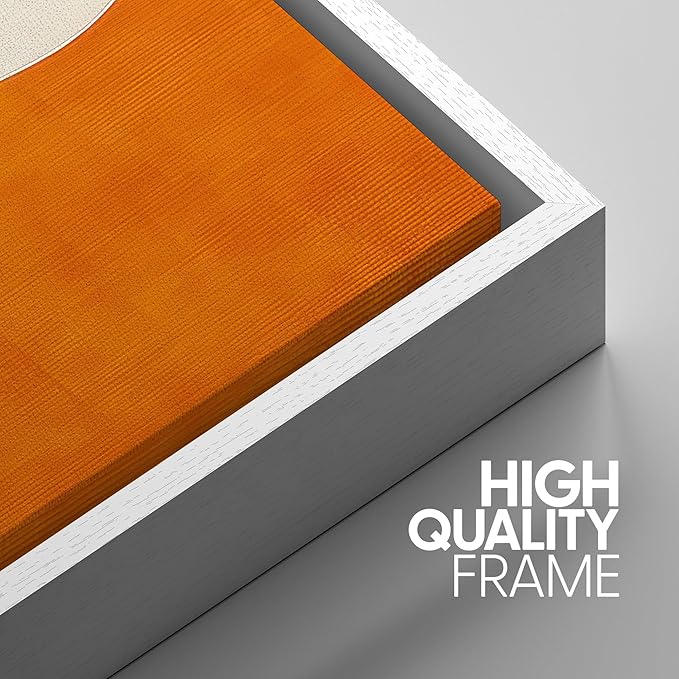 SIGNWIN Framed Wall Art Print Set Modern Abstract Orange Geometric Mid-Century Minimalist Photography Modern Art Minimalist Closeup Dramatic for Living Room, Bedroom, Offic - 16"x24"x3 WHITE