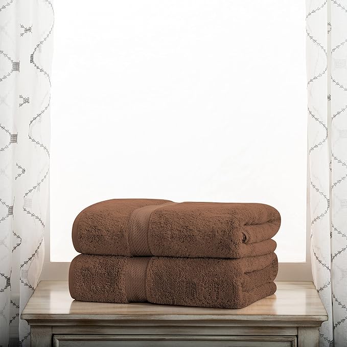 BLUENILEMILLS Premium Towel Collection, Egyptian Cotton Towels for Shower and Bathroom Assorted 2-Piece Towel Set, 30" x 55", Chocolate by Blue Nile Mills
