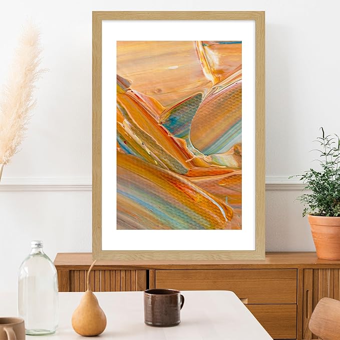 24x36 Poster Frame Set of 2, Natural Oak Wood Style - Display 20x30 Picture with Mat or 24 x 36 Poster without Mat, Wall Mounting Horizontal and Vertical
