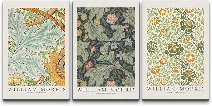 wall26 Canvas Print Wall Art Set William Morris Flower Tapestry Posters Nature Wilderness Illustrations Modern Art Decorative Floral Botanical Minimal Calm/Relax/Cozy for Bedroom - 24"x36" x 3