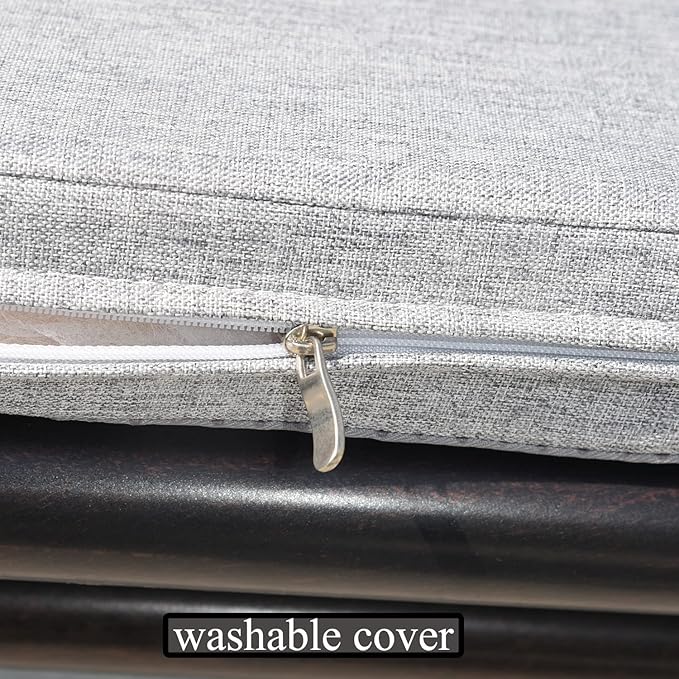 Bay Window Seat Cushions Indoor Furniture 48x14 Inch No Slip Washable Kitchen Dining Bench Cushion with Zipper, Light Grey