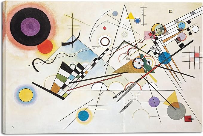 Wieco Art Large Wassily Kandinsky Composition VIII Picture Reproduction of Famous Paintings Canvas Prints Wall Art Canvas Wall Art for Living Room Home Decor and Wall Decorations