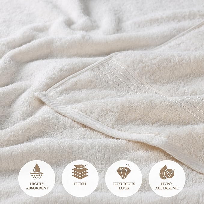 Superior Egyptian Cotton 2-Piece Bath Sheet Towel Set, Oversized Body Towels For Adults And Kids, Large Towel For Bath, Shower, Guest Bathroom, Spa, Gym, Resort, Essentials, Airbnb, Ivory
