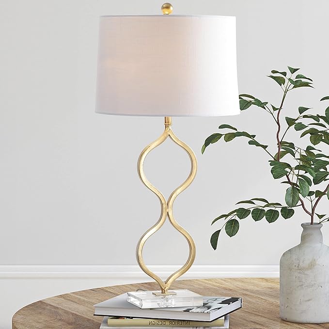 JONATHAN Y JYL3028A Levi 31.5" Metal/Crystal LED Table Lamp Contemporary Transitional Bedside Desk Nightstand Lamp for Bedroom Living Room Office College Bookcase LED Bulb Included, Gold Leaf